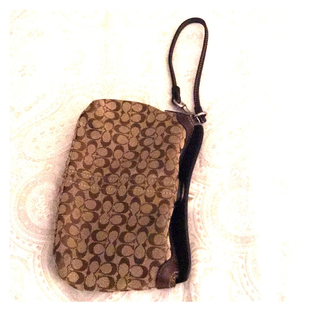 Coach signature turn lock wristlet